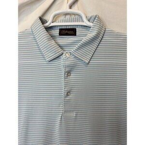 Bullington XL White Blue Striped Shortsleeve Wicking Polo Shirt St Simons Island